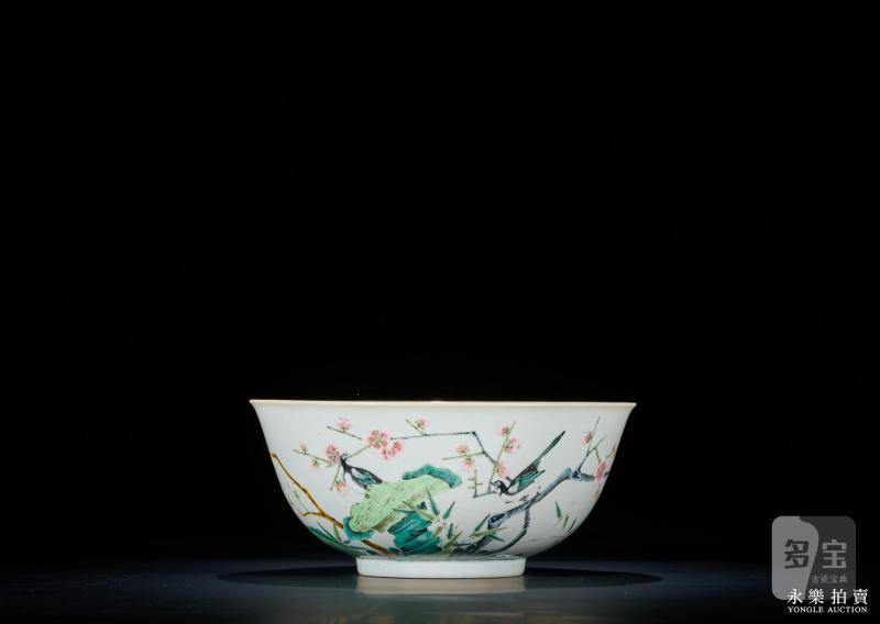清道光 粉彩喜鹊登梅纹大碗 - 图3